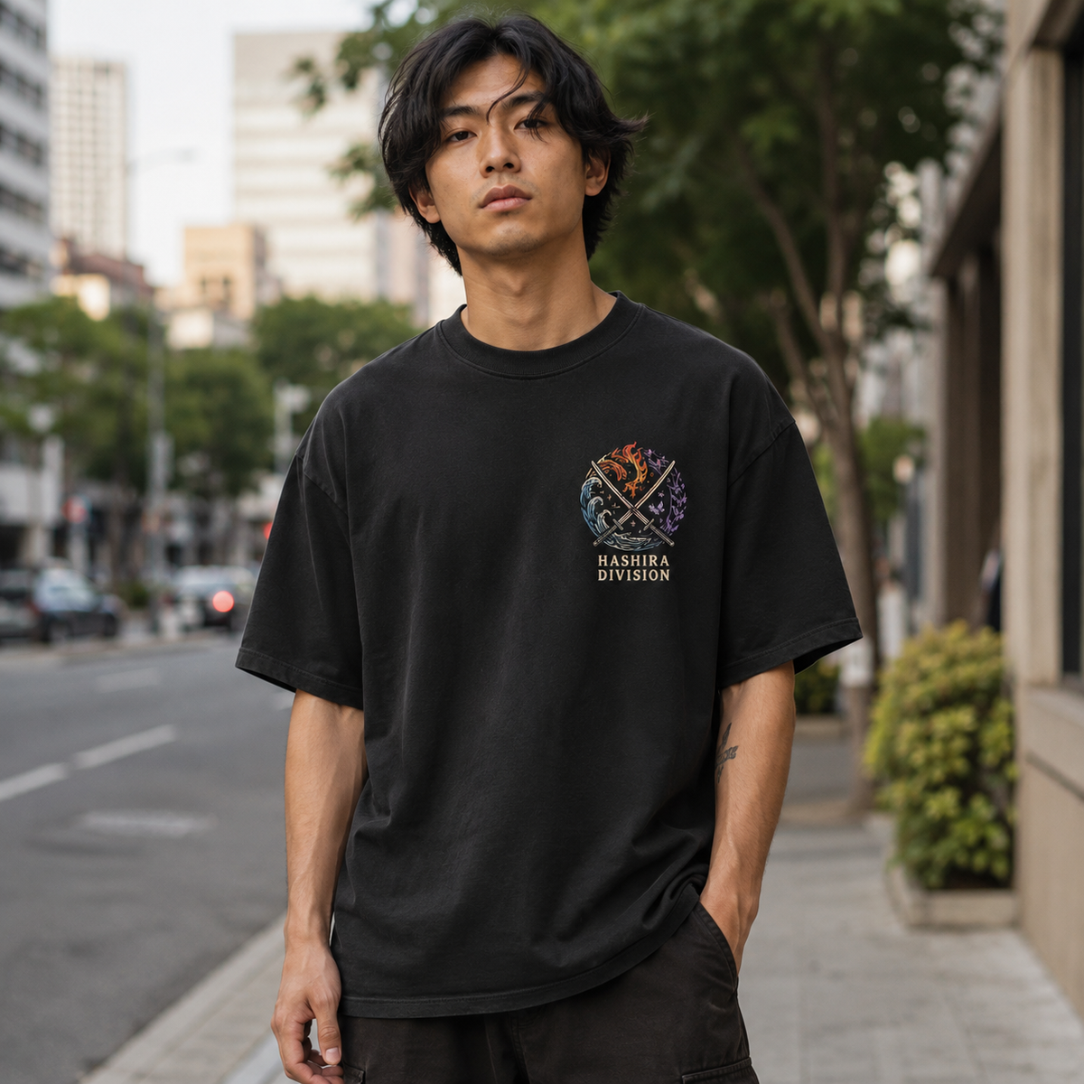 Black t-shirt with Demon Slayer Breath Of Judgment graphic – photo 4