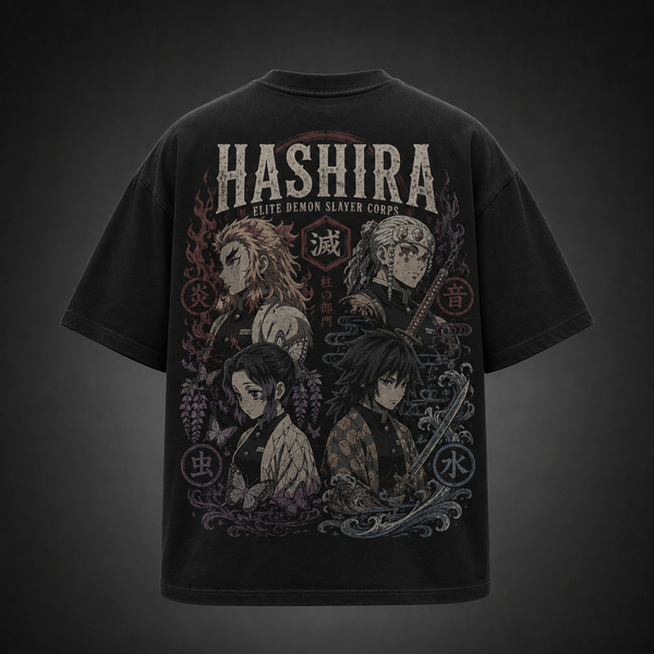 Black t-shirt with Demon Slayer Hashira Corps graphic – photo 1
