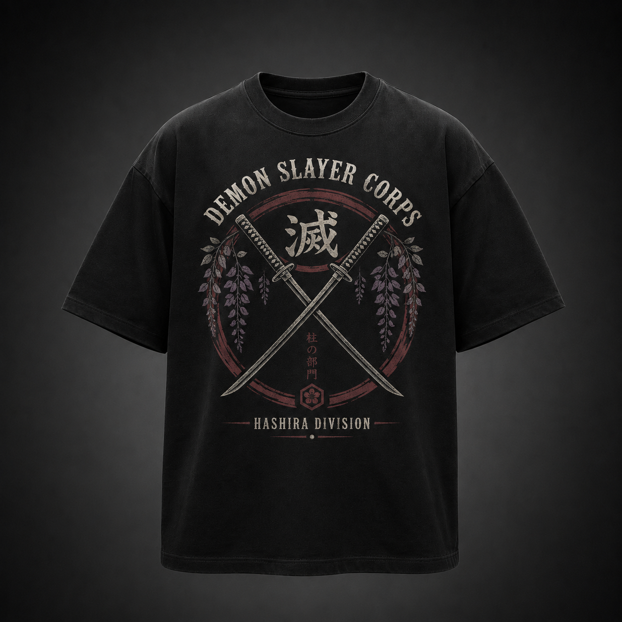Black t-shirt with Demon Slayer Hashira Corps graphic – photo 2