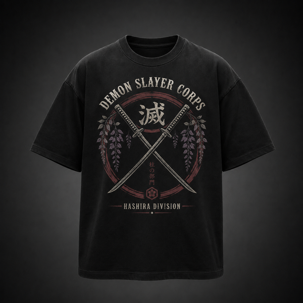 Black t-shirt with Demon Slayer Hashira Corps graphic – photo 2