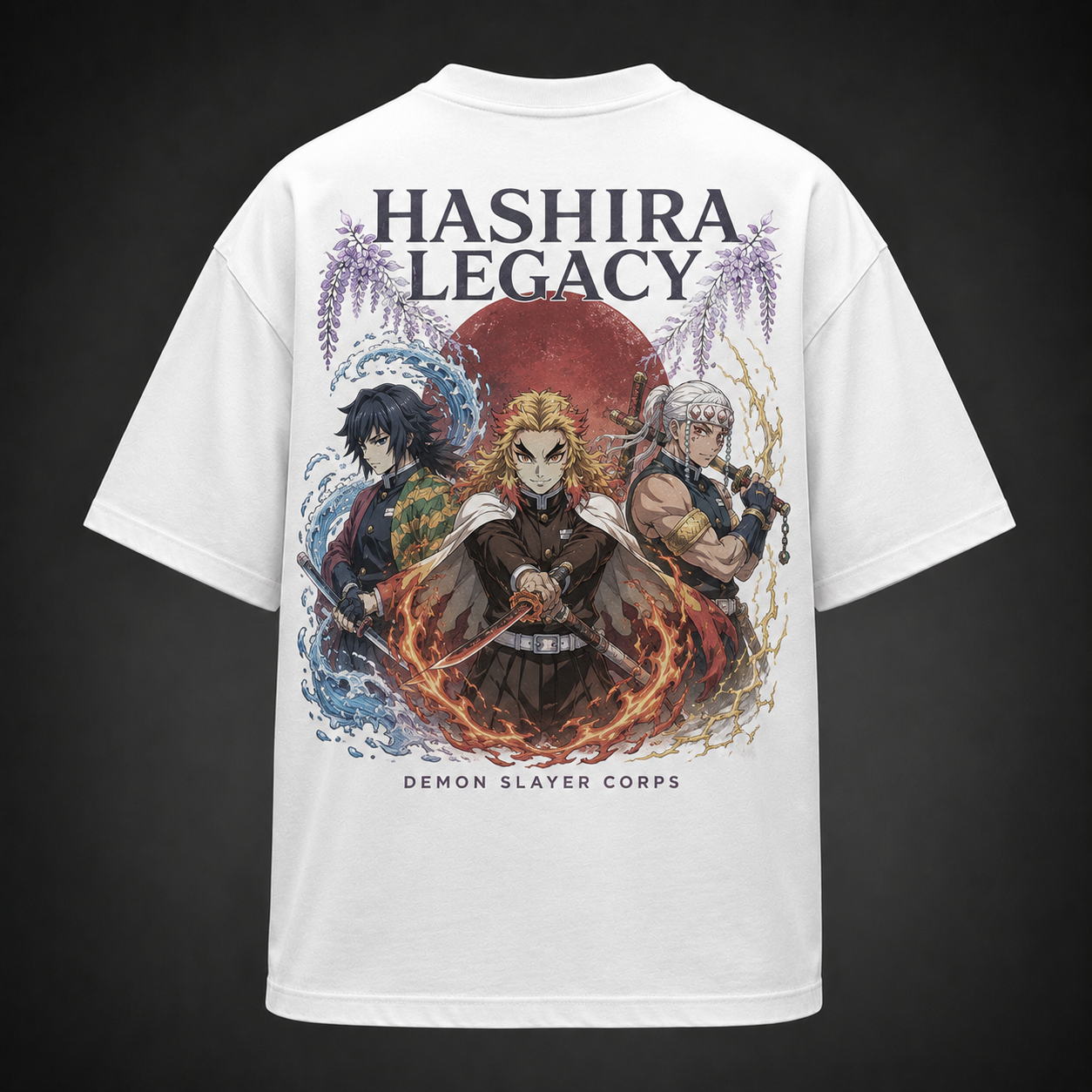 White t-shirt with Demon Slayer Hashira Legacy graphic – photo 1