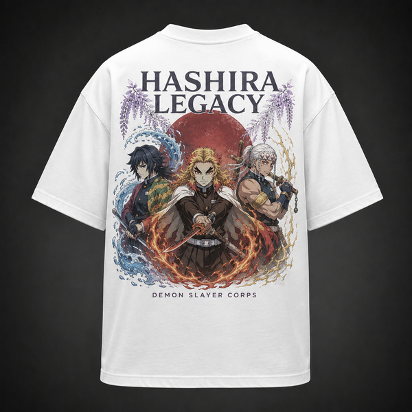 White t-shirt with Demon Slayer Hashira Legacy graphic – photo 1