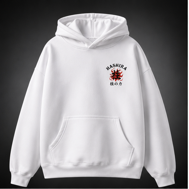 White hoodie with Demon Slayer Hashira Training graphic – photo 2