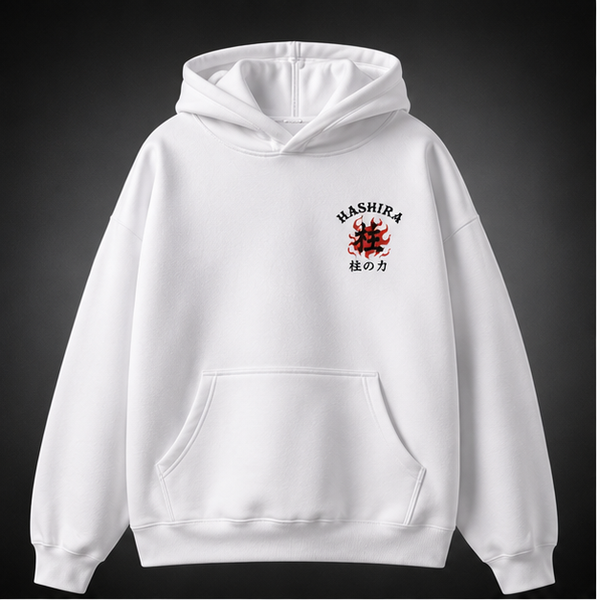White hoodie with Demon Slayer Hashira Training graphic – photo 2