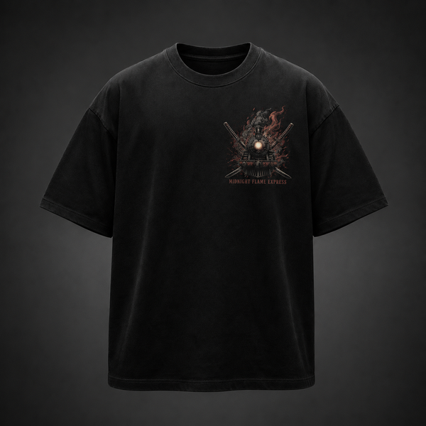Black t-shirt with Demon Slayer Midnight Flame Express graphic – photo 2