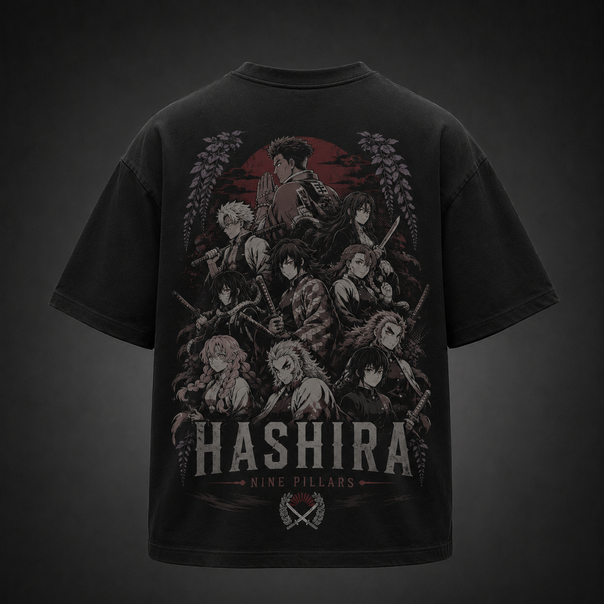 Black t-shirt with Demon Slayer Nine Pillars graphic – photo 1