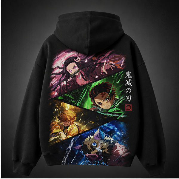 Black hoodie with Demon Slayer Slayer Quartet graphic – photo 1