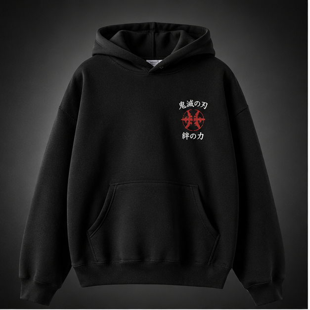 Black hoodie with Demon Slayer Slayer Quartet graphic – photo 2