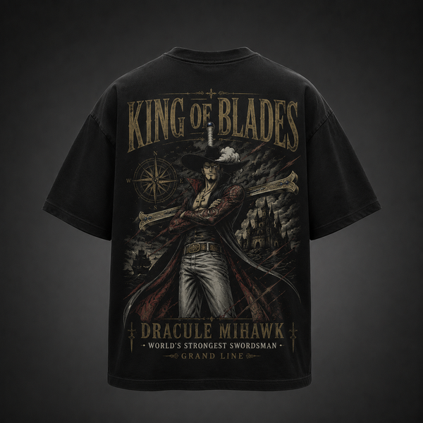 Black t-shirt with Dracule Mihawk One Piece King Of Blades graphic – photo 1