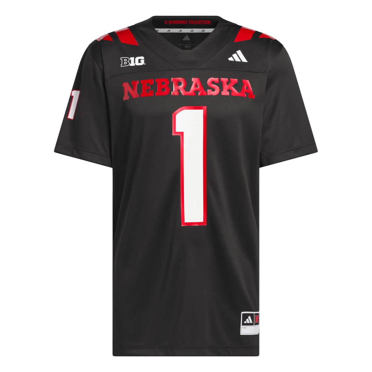 #1 Nebraska Huskers adidas Our Red Burns Brighter Premier Strategy Jersey - Black