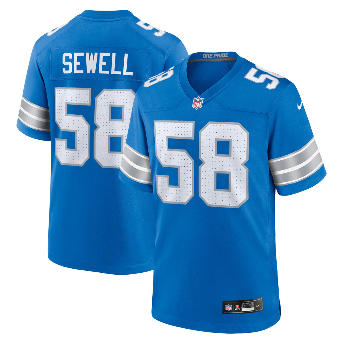 Detroit Lions Penei Sewell Nike Blue Game Jersey