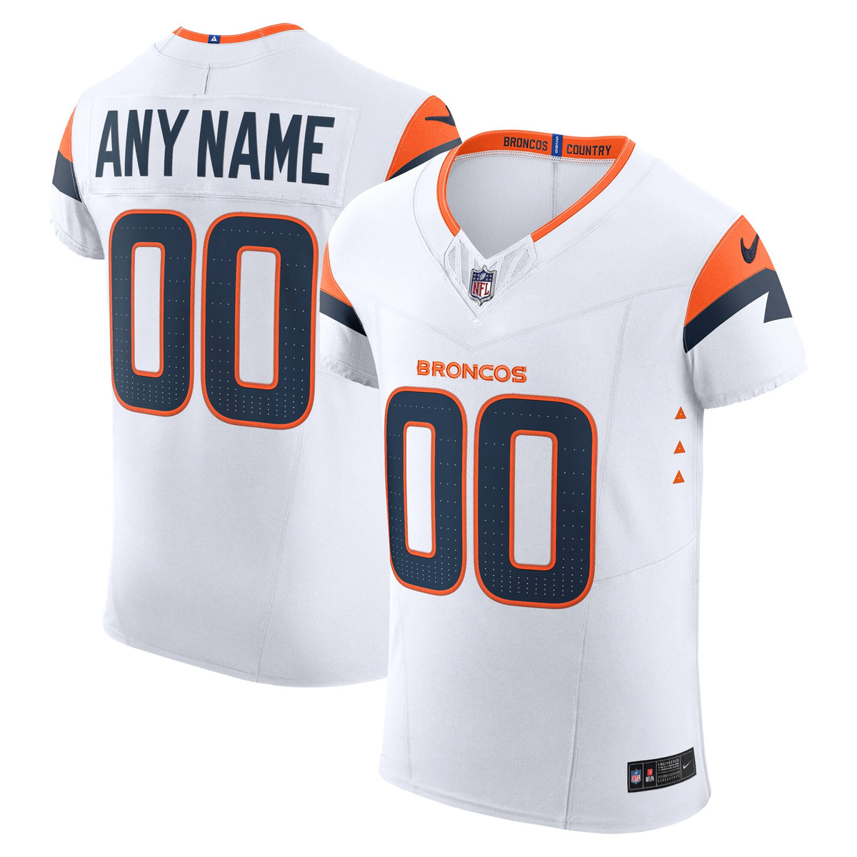 Denver Broncos Nike White Vapor F.U.S.E. Elite Custom Jersey