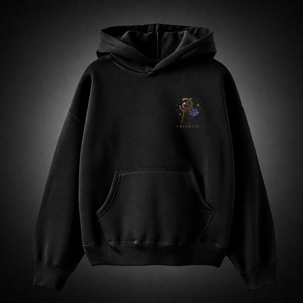 White hoodie with Frieren Golden Tarot graphic – photo 2