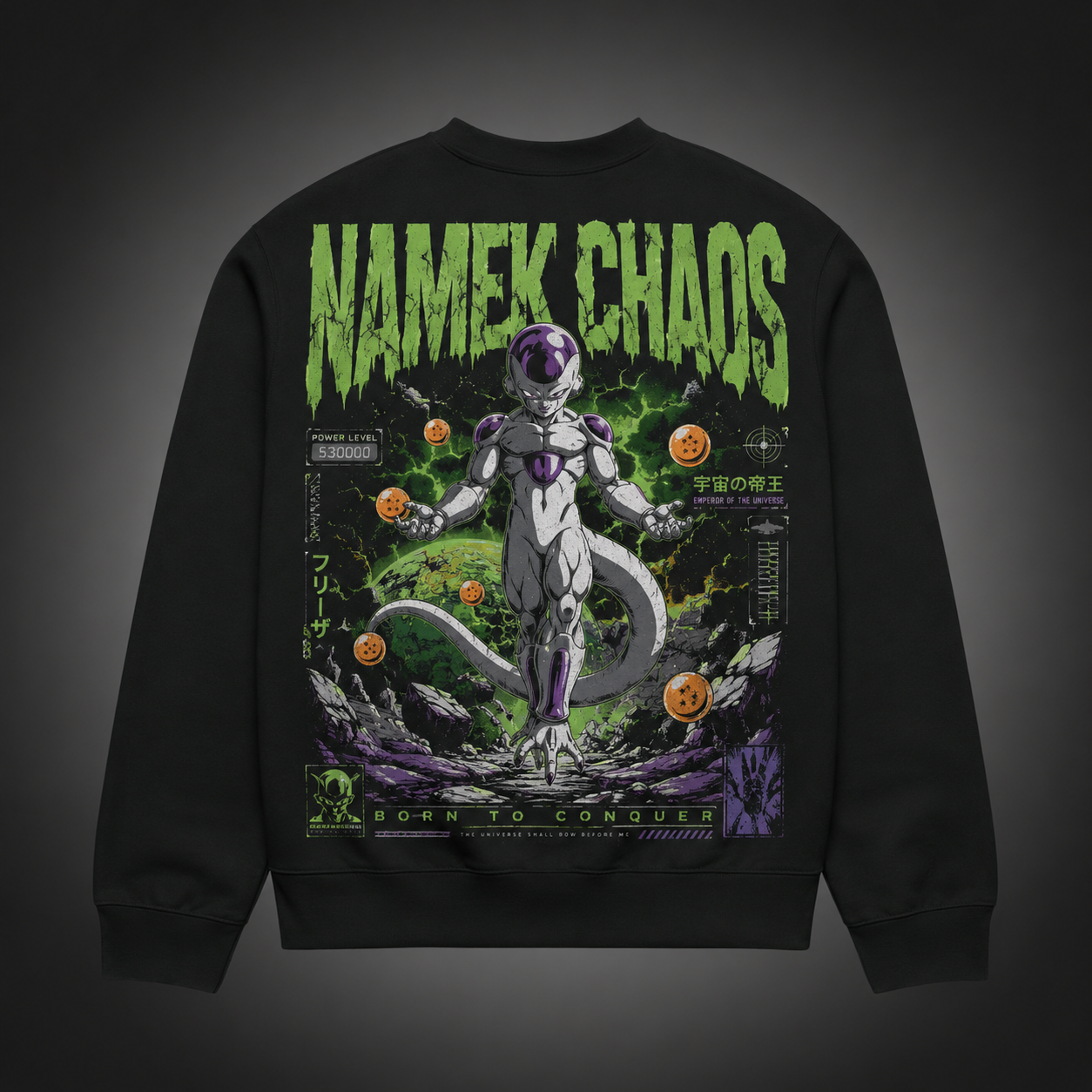 Black sweatshirt with Frieza Dragon Ball Namek Chaos graphic – photo 1