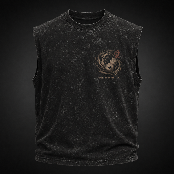 Washed black tank top with Gaara Naruto Control The Storm graphic – photo 2