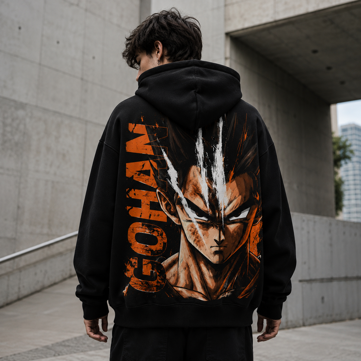 Black hoodie with Gohan Dragon Ball Gohan Portrait graphic – photo 3