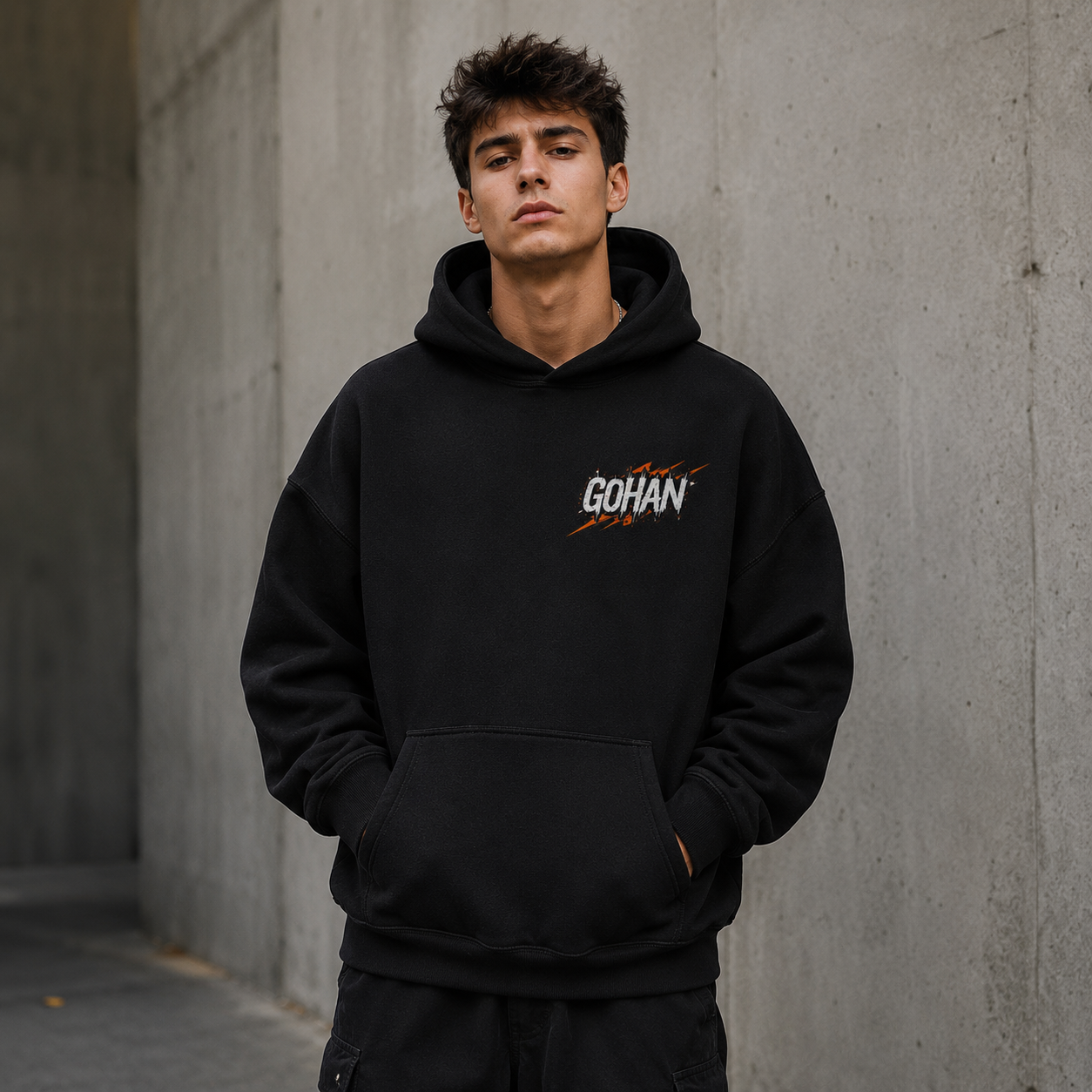 Black hoodie with Gohan Dragon Ball Gohan Portrait graphic – photo 4