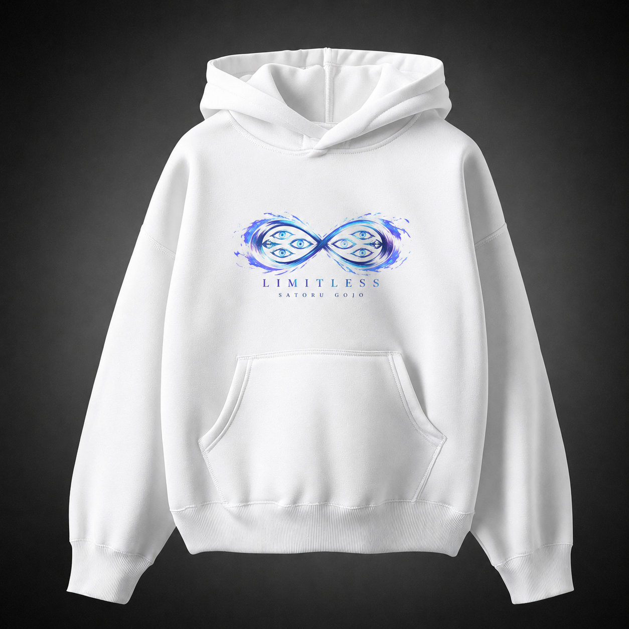White hoodie with Gojo Satoru Jujutsu Kaisen Limitless Infinity graphic – photo 2