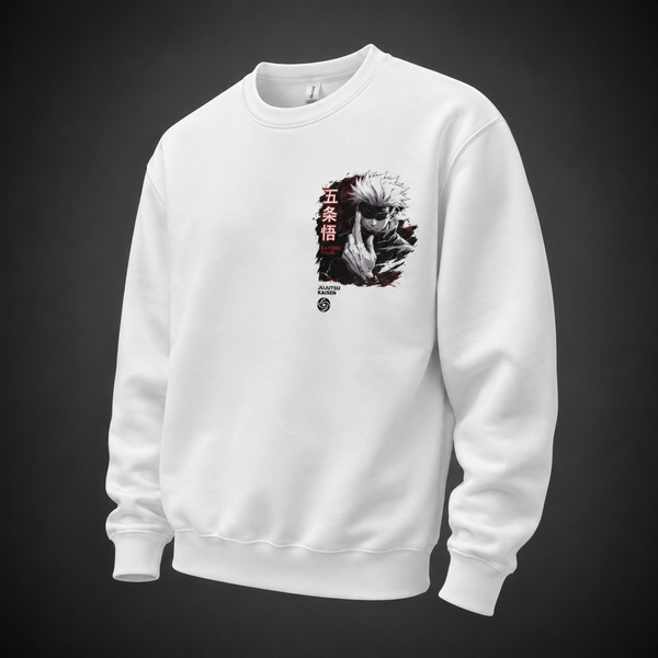 White sweatshirt with Gojo Satoru Jujutsu Kaisen Limitless Power graphic – photo 2
