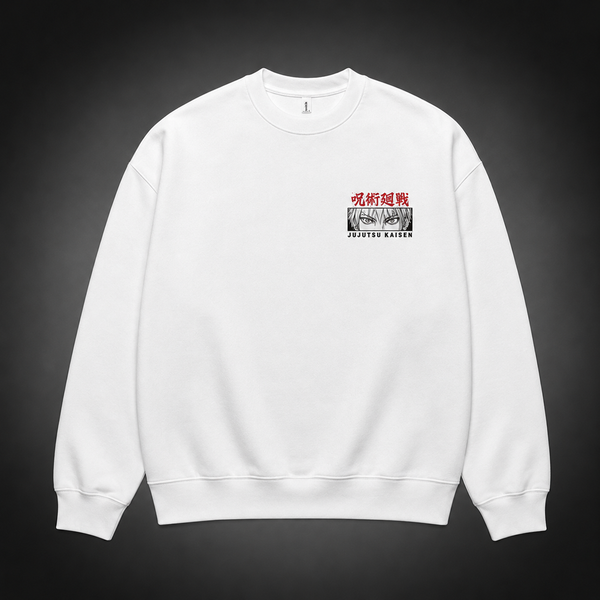 White sweatshirt with Gojo Satoru Jujutsu Kaisen Satoru Gojo Panels graphic – photo 2