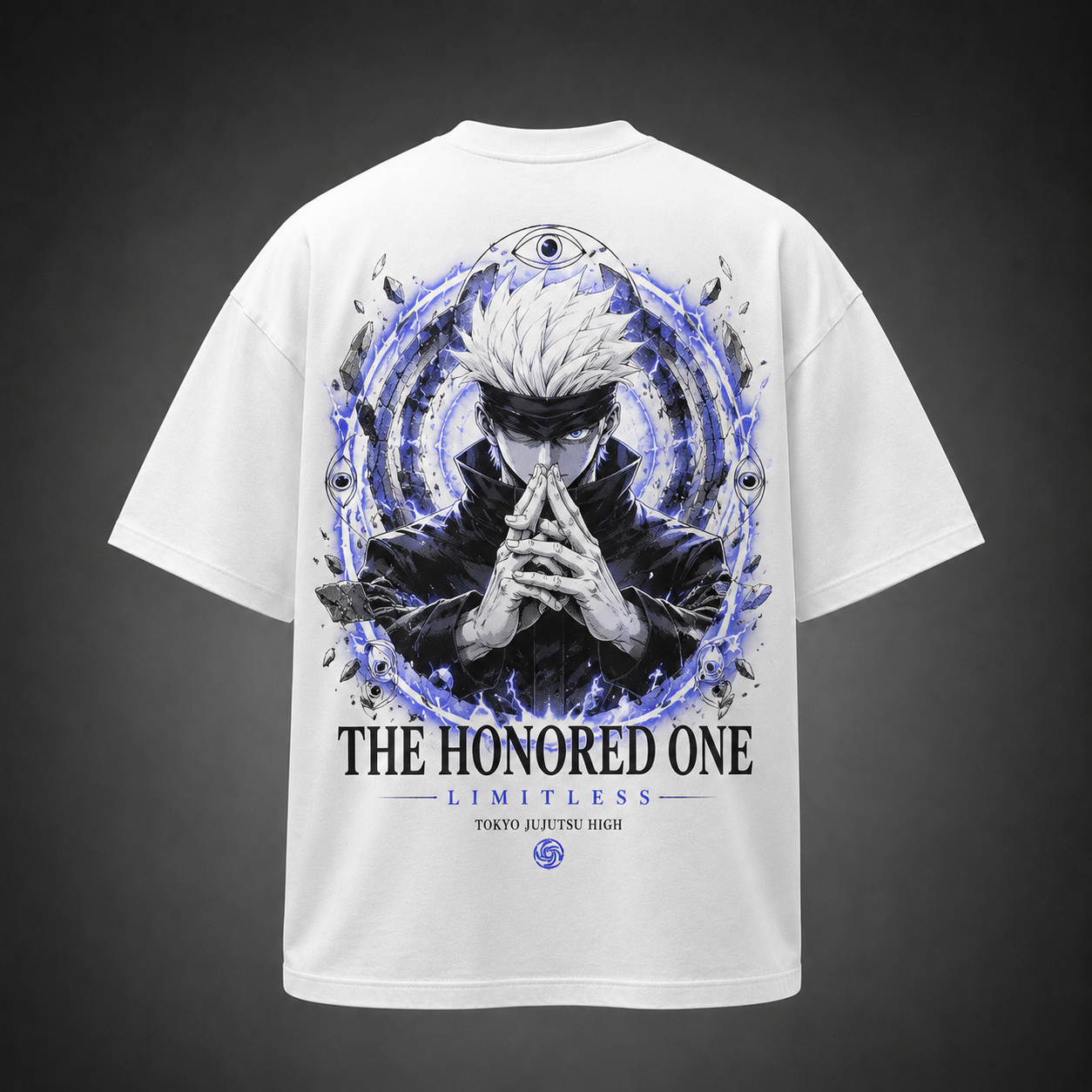 White t-shirt with Gojo Satoru Jujutsu Kaisen The Honored One graphic – photo 1