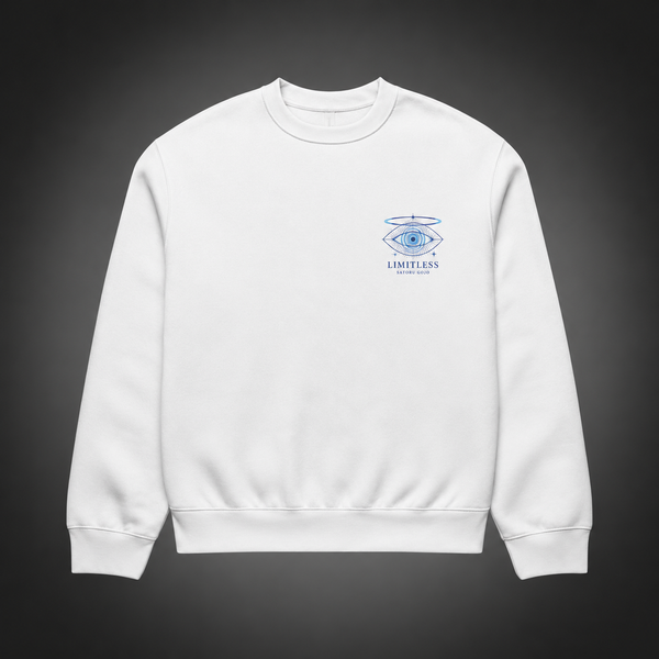 White sweatshirt with Gojo Satoru Jujutsu Kaisen Unlimited Void graphic – photo 2