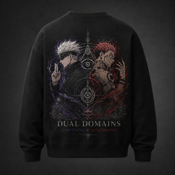 Black sweatshirt with Gojo Satoru & Sukuna Jujutsu Kaisen Dual Domains graphic – photo 1
