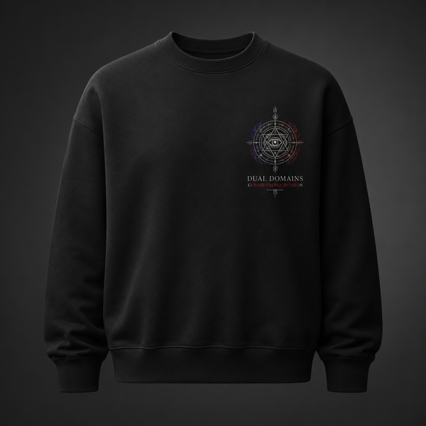 Black sweatshirt with Gojo Satoru & Sukuna Jujutsu Kaisen Dual Domains graphic – photo 2