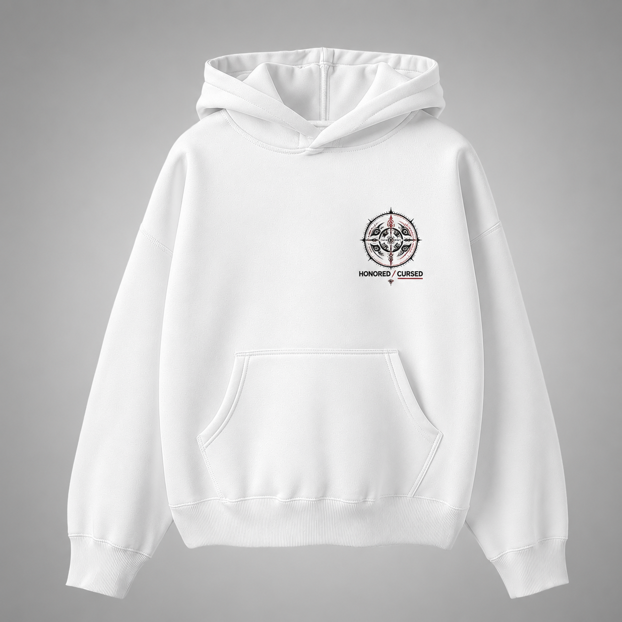 White hoodie with Gojo Satoru & Sukuna Jujutsu Kaisen Honored One graphic – photo 2