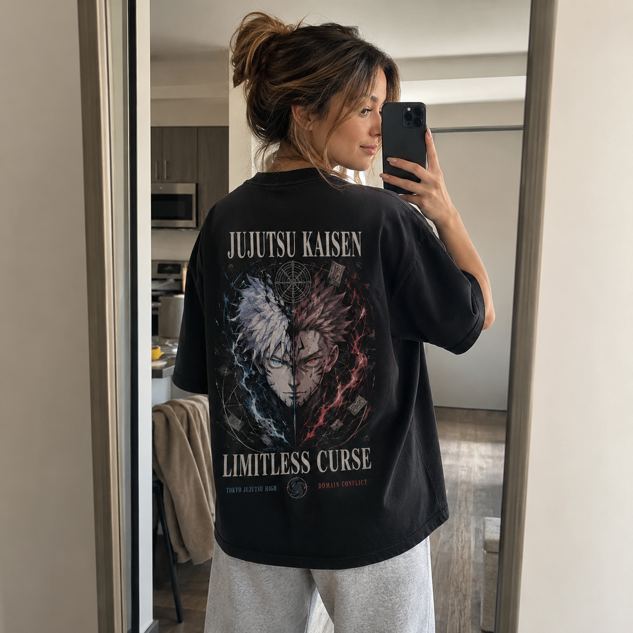 Black t-shirt with Gojo Satoru & Sukuna Jujutsu Kaisen Limitless Curse graphic – photo 3