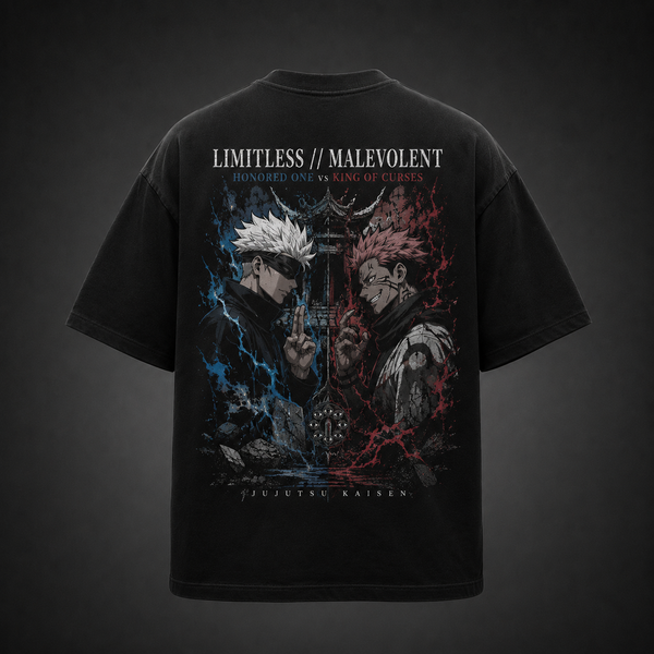 Black t-shirt with Gojo Satoru & Sukuna Jujutsu Kaisen Limitless Malevolent graphic – photo 1