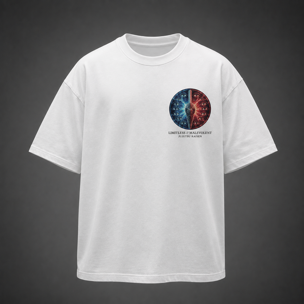 White t-shirt with Gojo Satoru & Sukuna Jujutsu Kaisen Limitless Malevolent graphic – photo 2