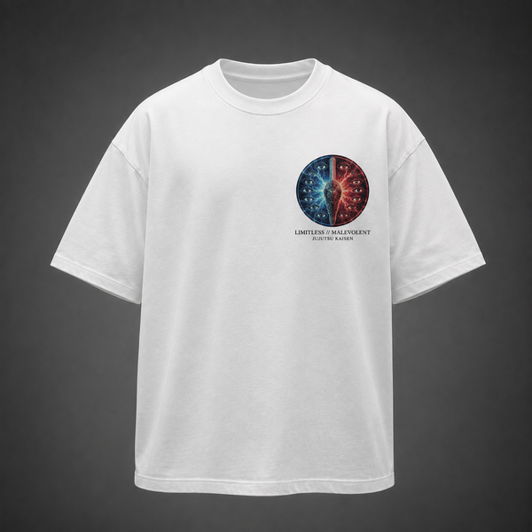 White t-shirt with Gojo Satoru & Sukuna Jujutsu Kaisen Limitless Malevolent graphic – photo 2
