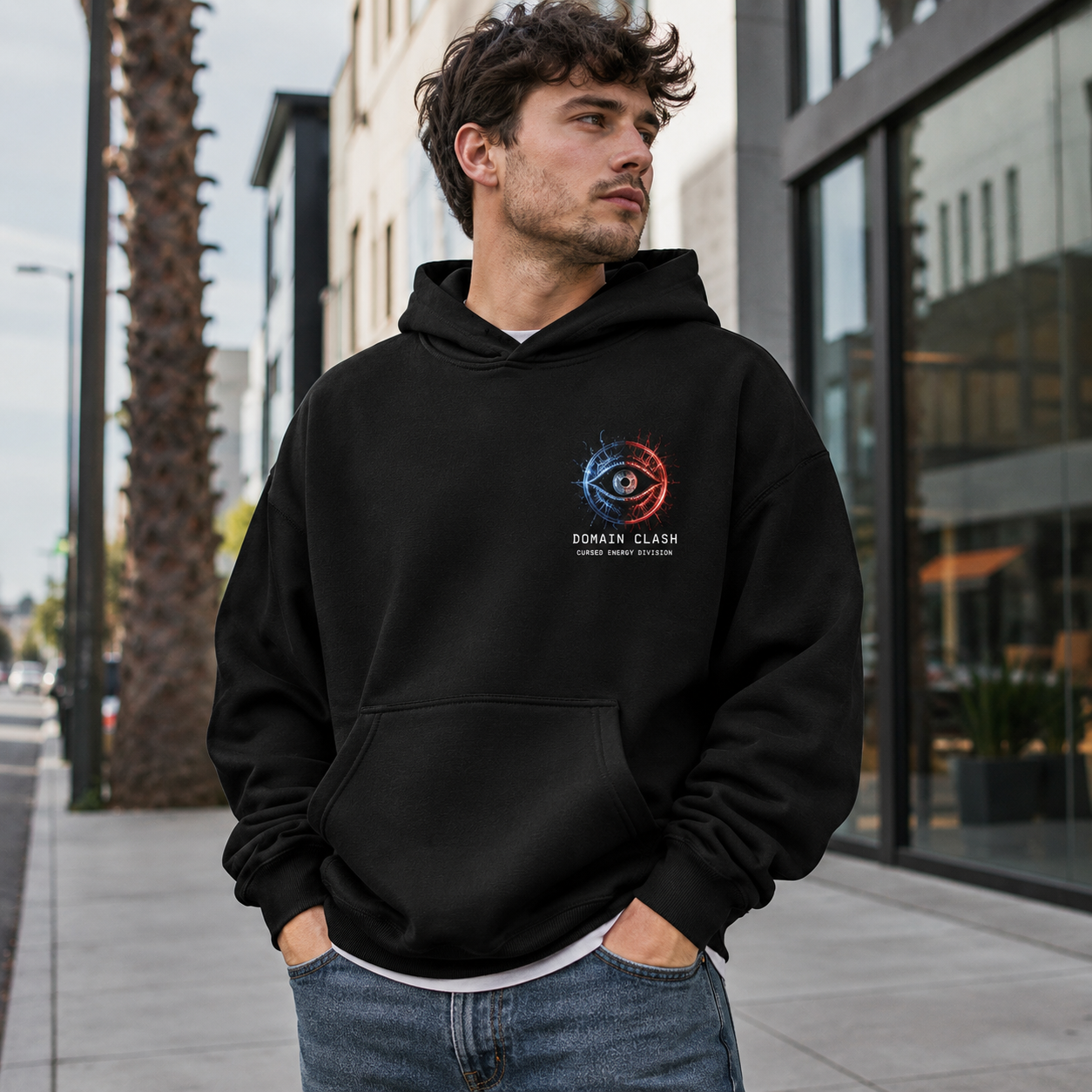 Black hoodie with Gojo Satoru & Sukuna Jujutsu Kaisen Limitless Vs Curses graphic – photo 4