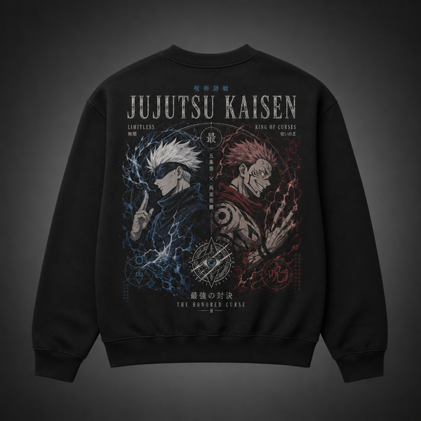 Black sweatshirt with Gojo Satoru & Sukuna Jujutsu Kaisen The Honored Curse graphic – photo 1