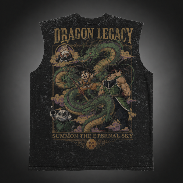 Washed black tank top with Goku & Bardock Dragon Ball Dragon Legacy graphic – photo 1