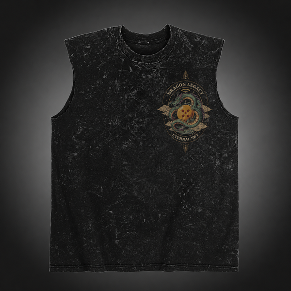 Washed black tank top with Goku & Bardock Dragon Ball Dragon Legacy graphic – photo 2