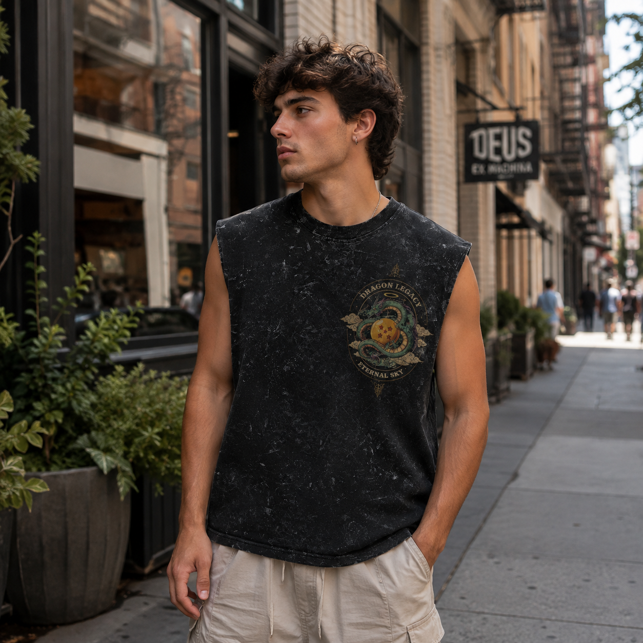 Washed black tank top with Goku & Bardock Dragon Ball Dragon Legacy graphic – photo 4