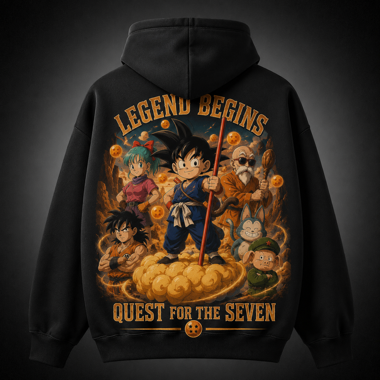 Black hoodie with Goku & Bulma Dragon Ball Quest For The Seven graphic – photo 1