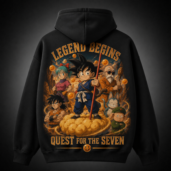 Black hoodie with Goku & Bulma Dragon Ball Quest For The Seven graphic – photo 1