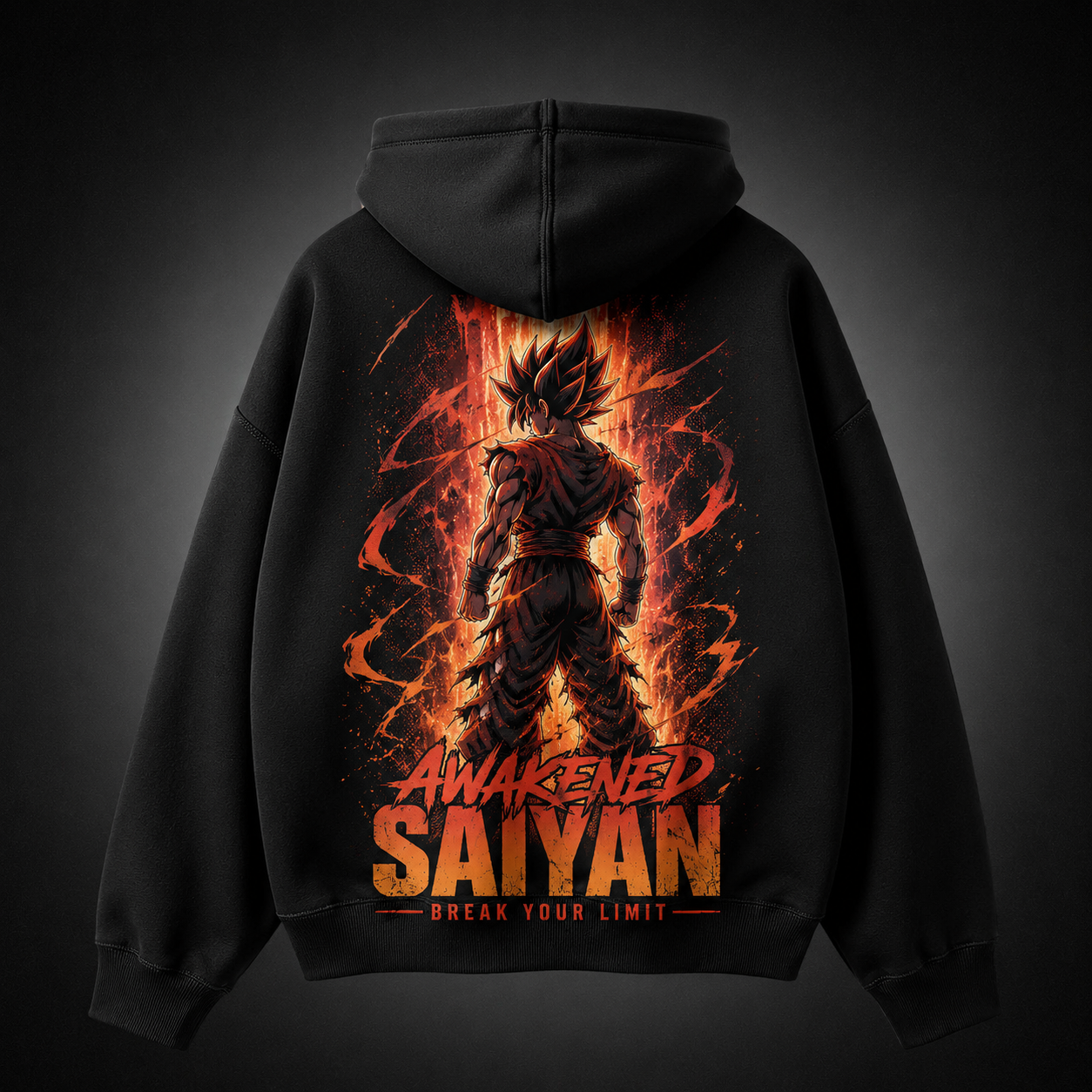 Black hoodie with Goku Dragon Ball Awakened Saiyan graphic – photo 1