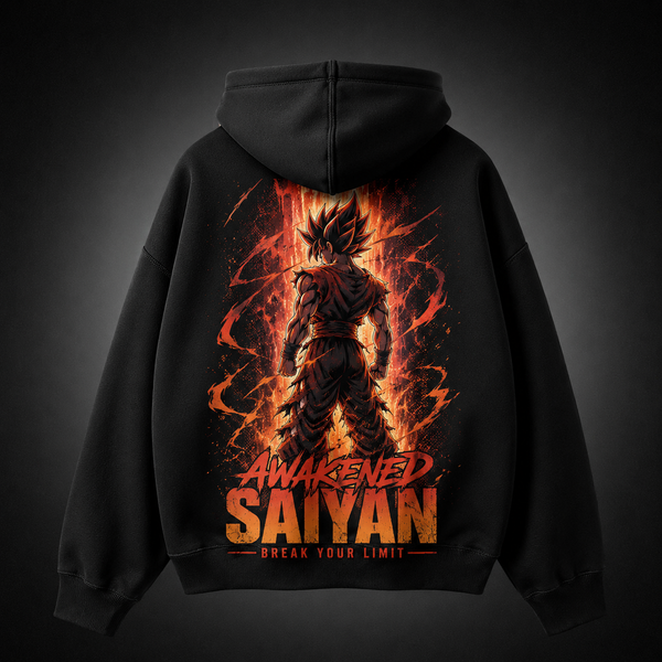 Black hoodie with Goku Dragon Ball Awakened Saiyan graphic – photo 1