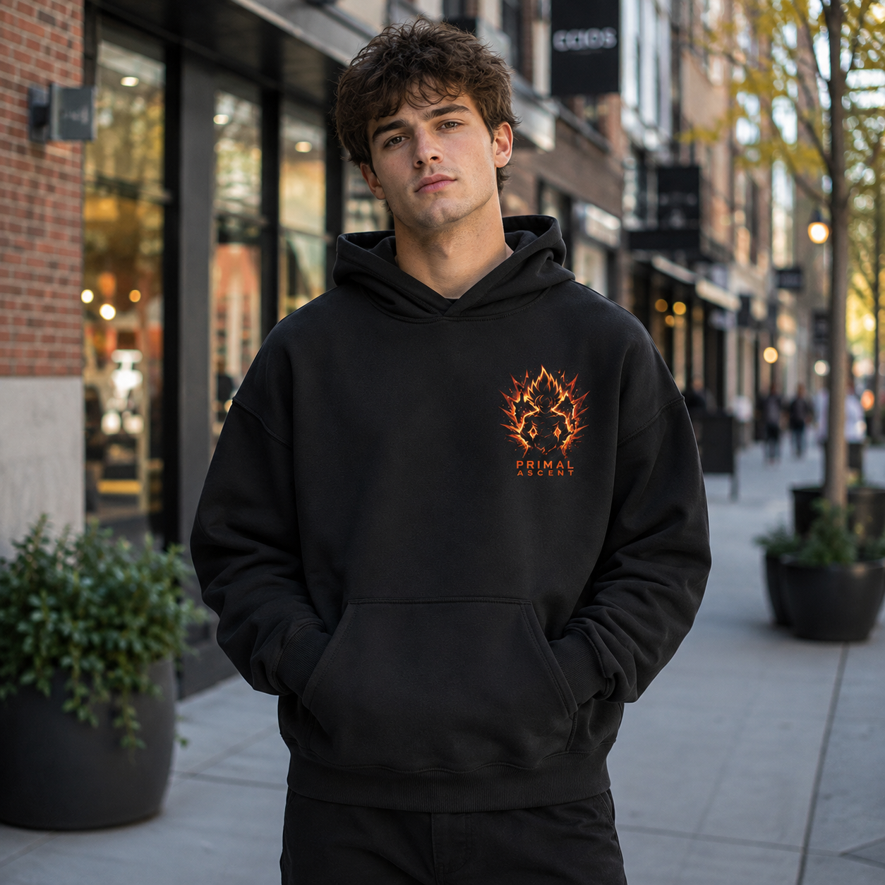 Black hoodie with Goku Dragon Ball Awakened Saiyan graphic – photo 4
