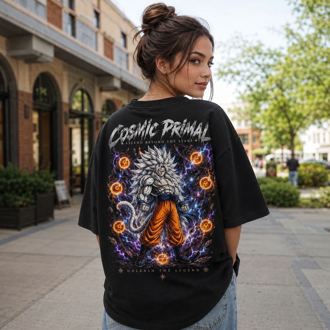 Black t-shirt with Goku Dragon Ball Cosmic Primal graphic – photo 3