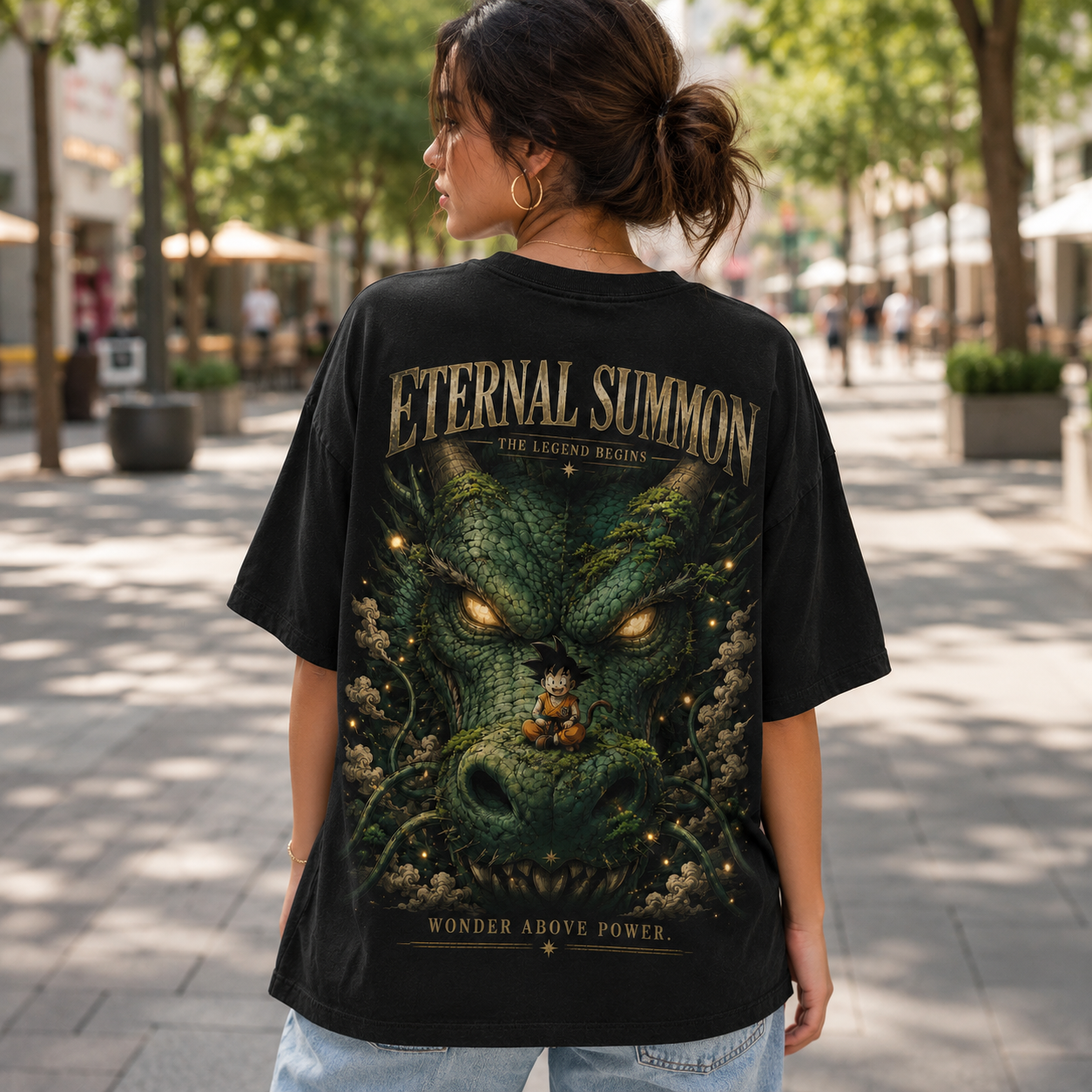 Black t-shirt with Goku Dragon Ball Eternal Summon graphic – photo 3
