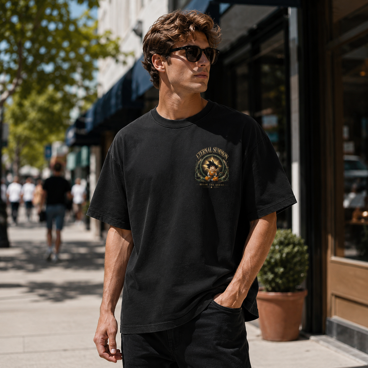 Black t-shirt with Goku Dragon Ball Eternal Summon graphic – photo 4