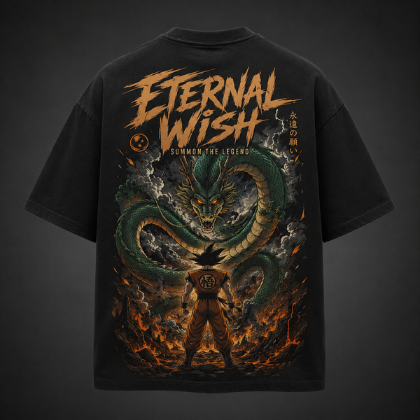 Black t-shirt with Goku Dragon Ball Eternal Wish graphic – photo 1
