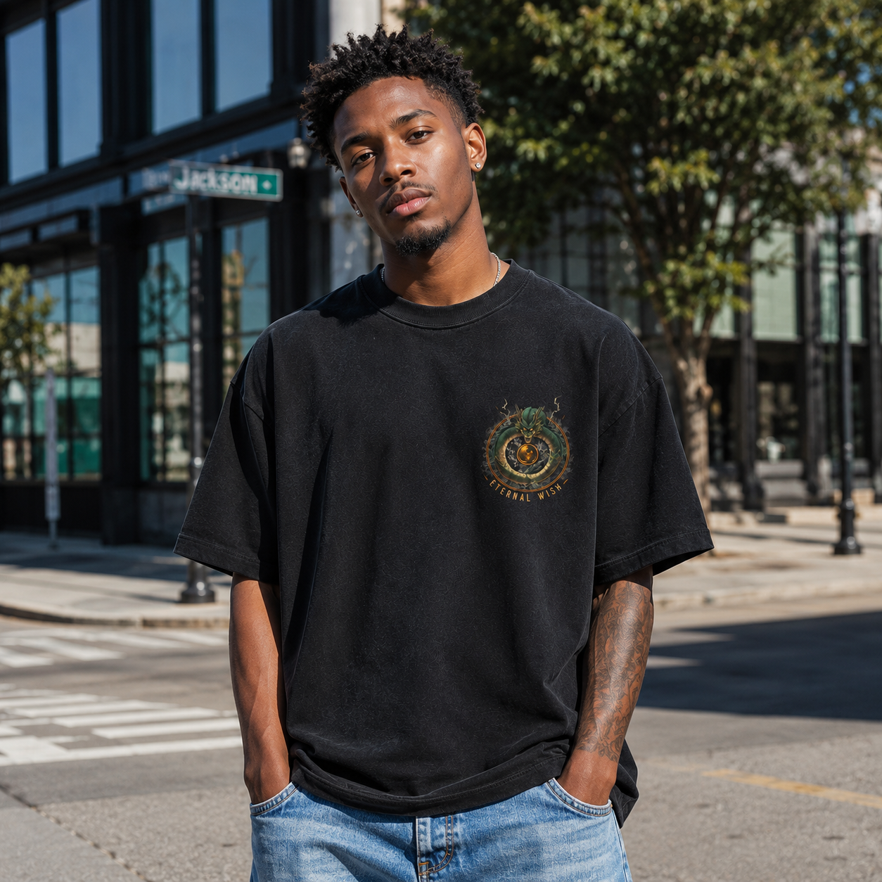 Black t-shirt with Goku Dragon Ball Eternal Wish graphic – photo 4