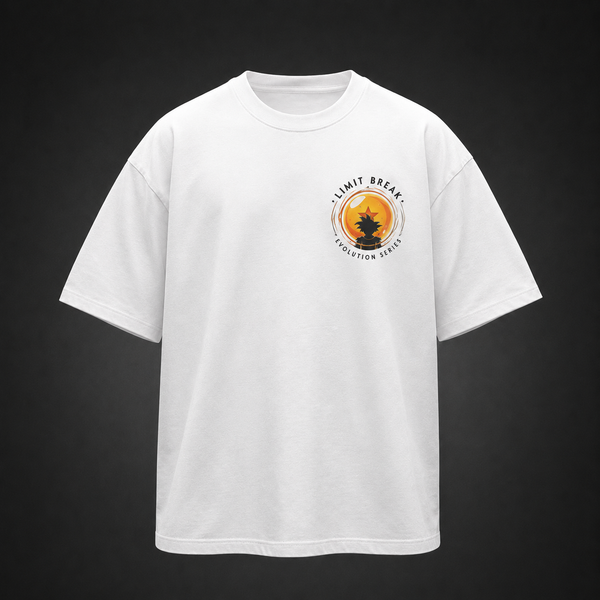 White t-shirt with Goku Dragon Ball Limit Break Evolution graphic – photo 2