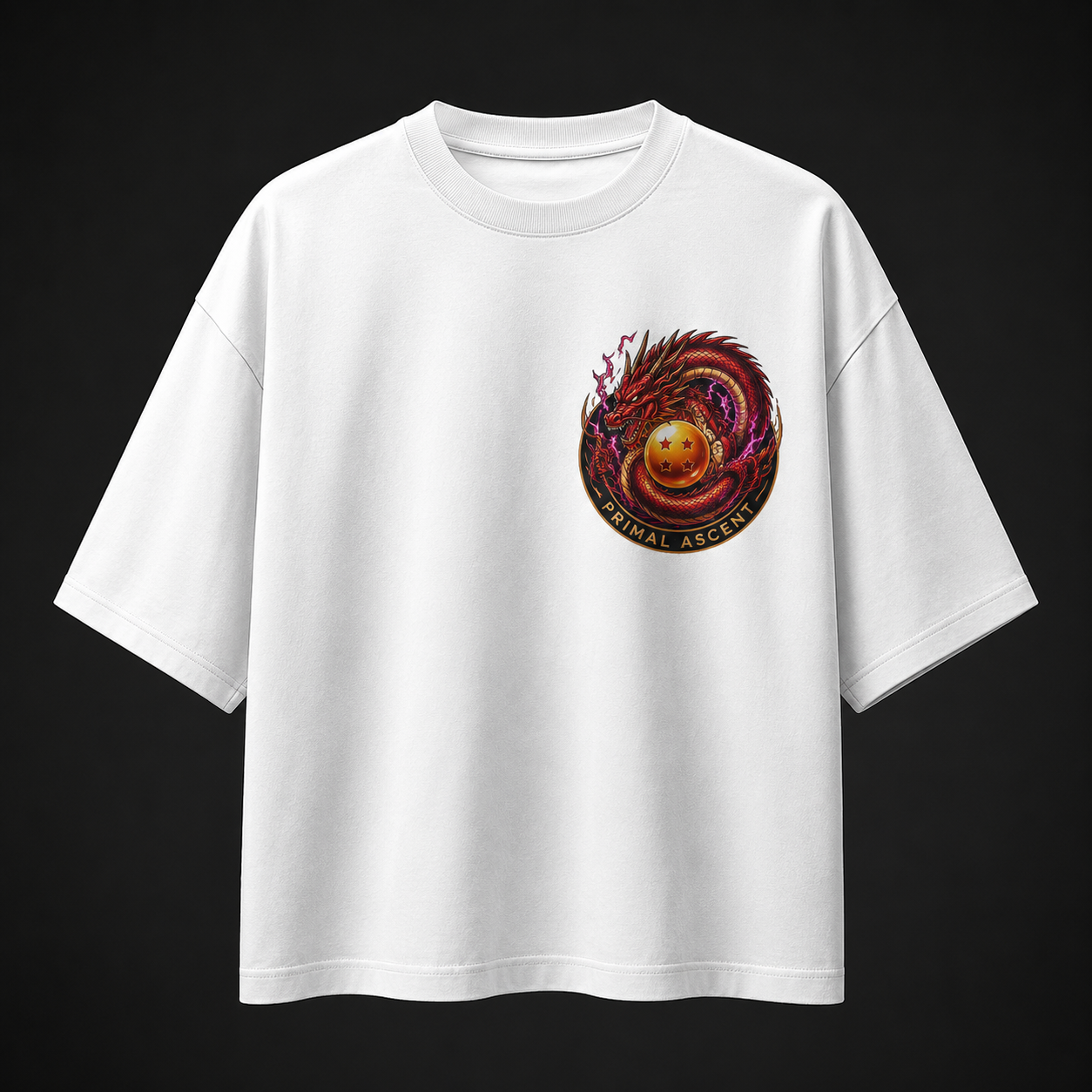 White t-shirt with Goku Dragon Ball Primal Ascent graphic – photo 2